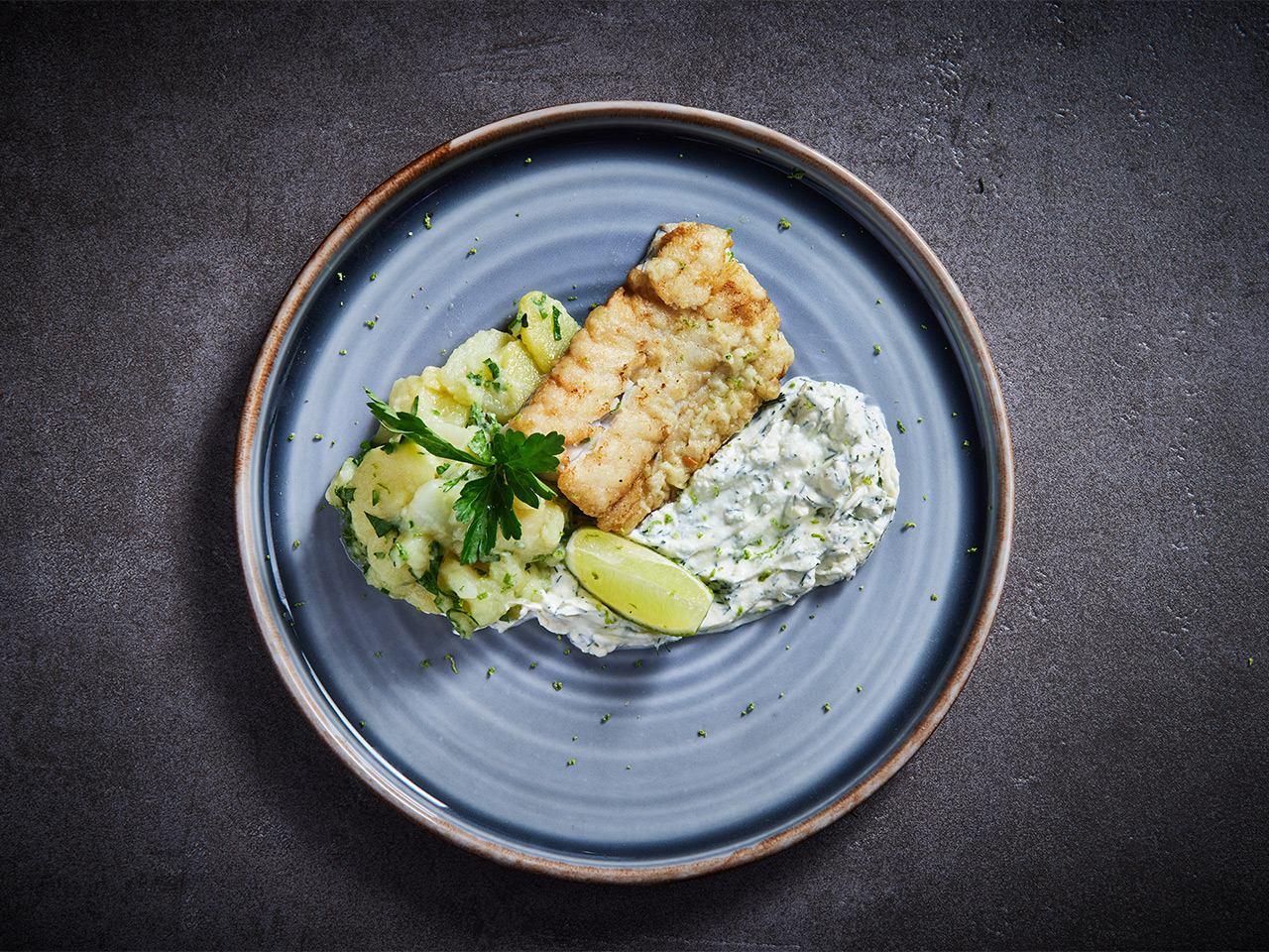 Lachsfilet mit Kartoffel-Gurkensalat